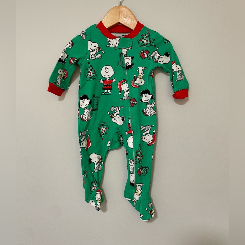 Snoopy Peanuts Christmas Green and Red Kids One Piece